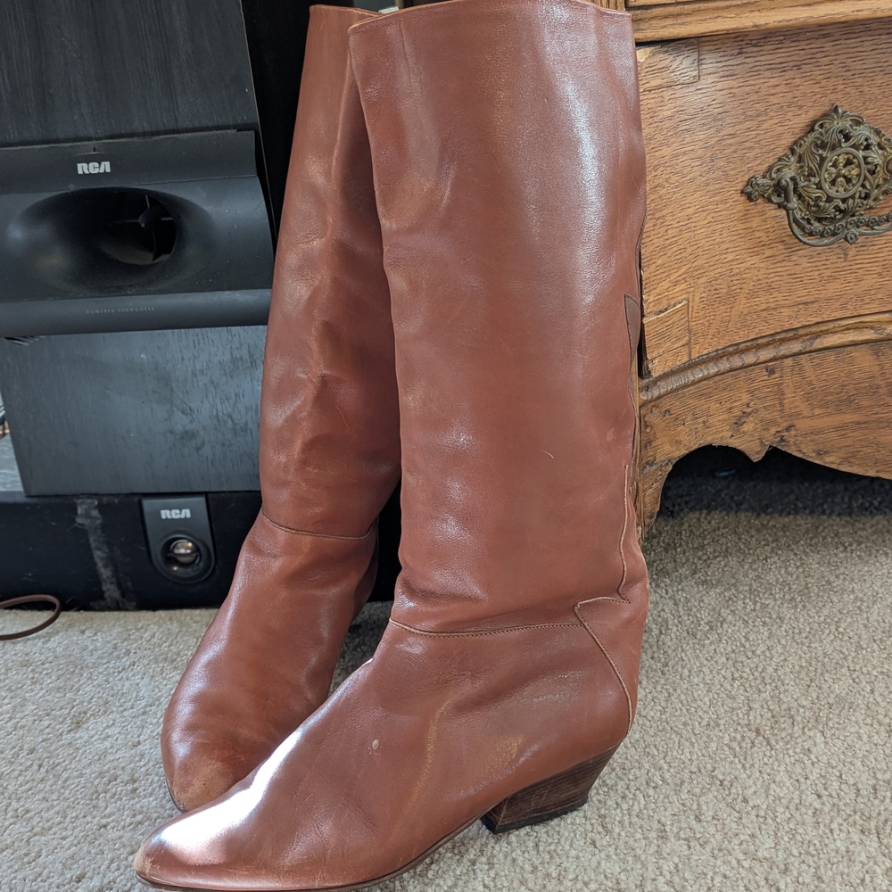 Brown Leather Knee-High Boots